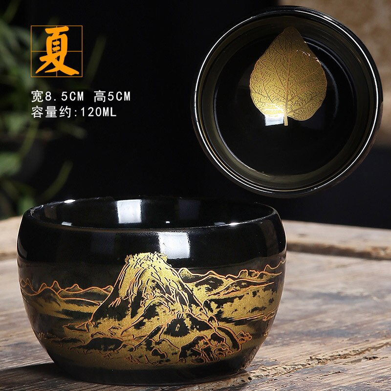 Tasse à thé Kung Fu en céramique, four à fleurs Bizarre, tasses de glaçage Temmoku individuelles, service à thé principal: Gris clair