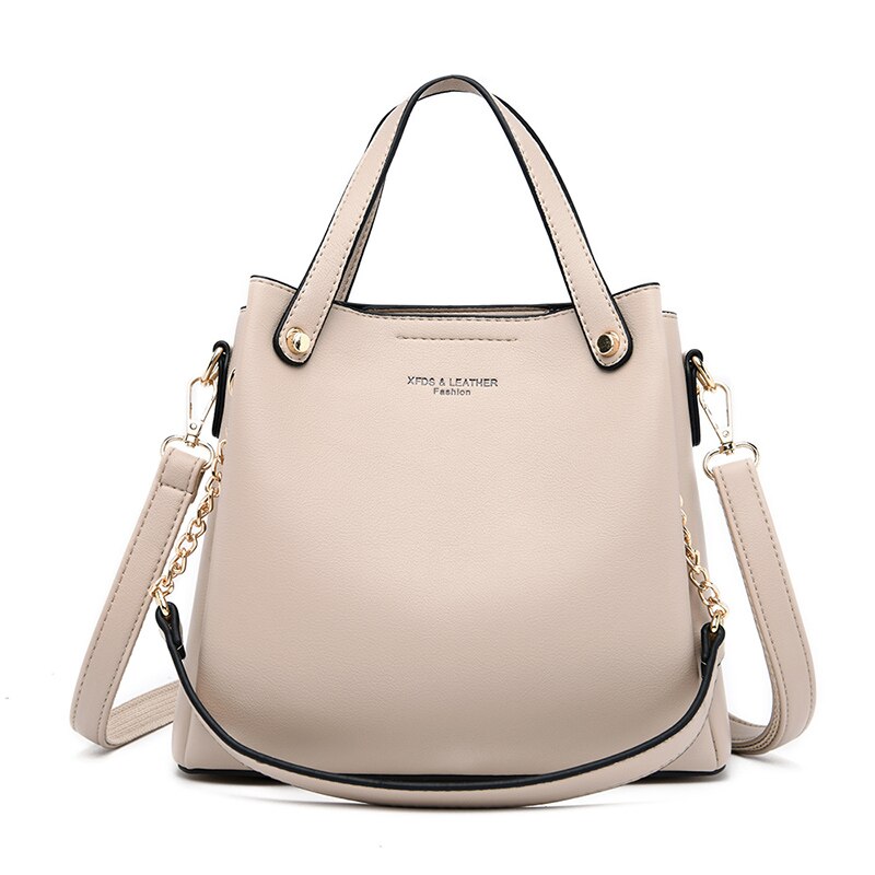 Effen kleur emmer tassen voor vrouwen luxe handtassen dames schouder crossbody messenger bag handtas: Beige
