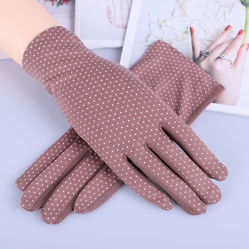 Neue Baumwolle handschuhe Nicht-Unterhose Atmungsaktive Damen Handschuhe Stelle Sommer Dünne UV Sonnenschutz Handschuhe treibende handschuhe: Kaffee