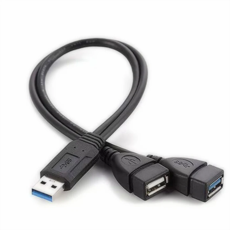 Uniwersalny rozdzielacz USB 3.0 2.0 męski na podwójny USB 3.0 żeński Jack 2-portowy koncentrator USB Adapter kabla do laptopa: Default Title