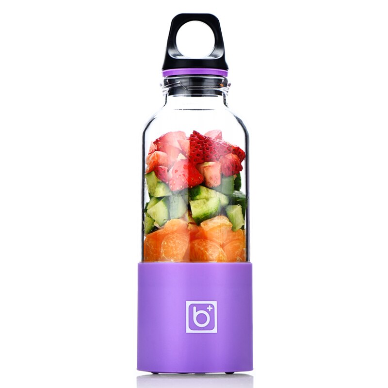 500ml draagbare oplaadbare blender elektrische sapcentrifuge beker groenten fruit sapmaker fles sapcentrifuge blender mixer: Paars