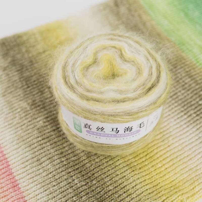 Fils de laine Mohair tricoté, 100g, mélange de laine pour tricoter des cheveux longs, pull arc-en-ciel en cachemire pour bébé