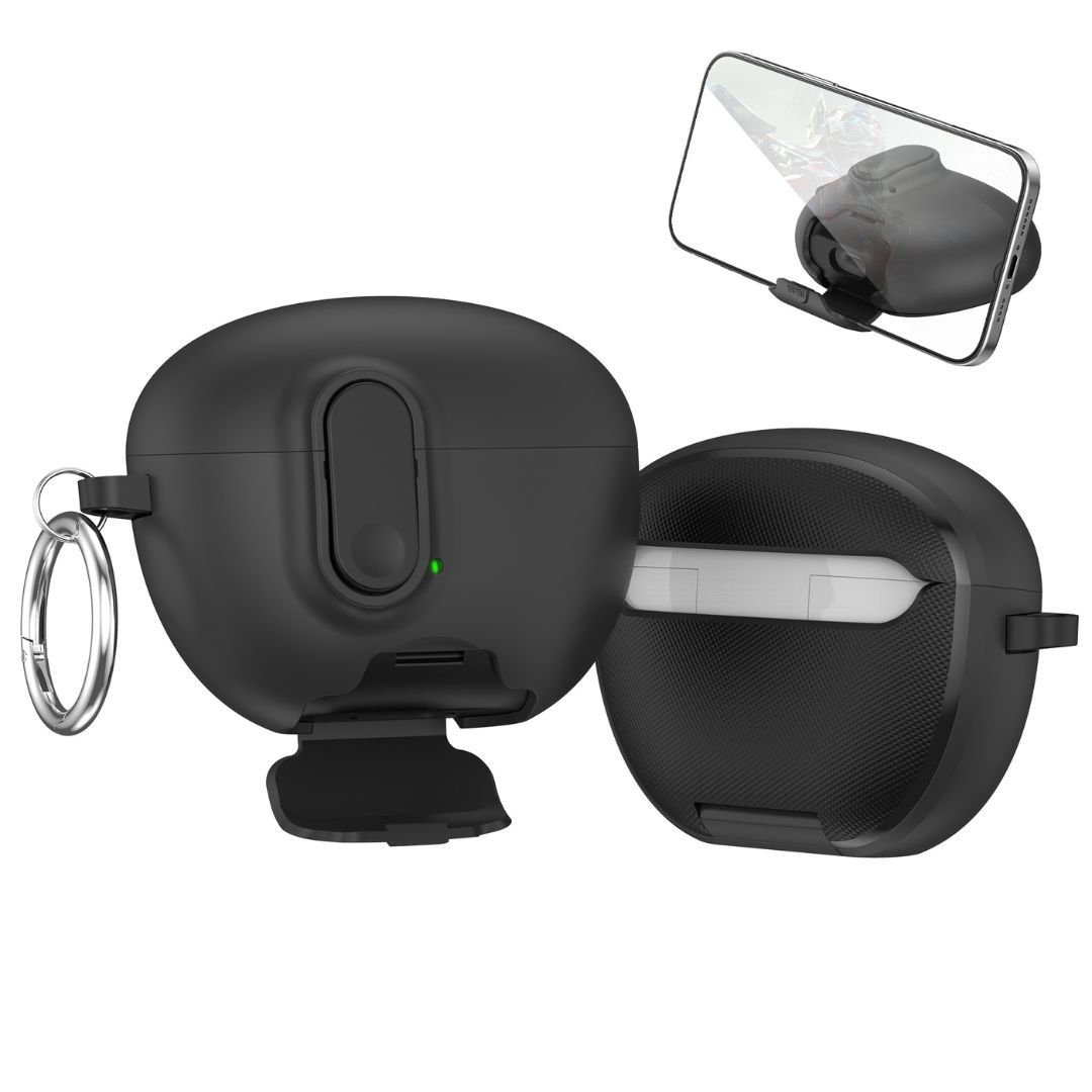 for huawei FreeBuds 6i case cover with safety lock&Phone Stand sandstone skins earphone cover for FreeBuds 6i earbuds case: black