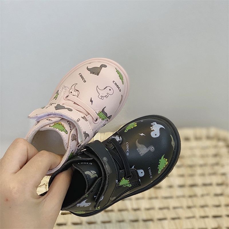 winter neue baby high-top nette kleinkind stiefel jungen dinosaurier haken runde kopf baumwolle warme stiefel mädchen cartoon baby martin stiefel