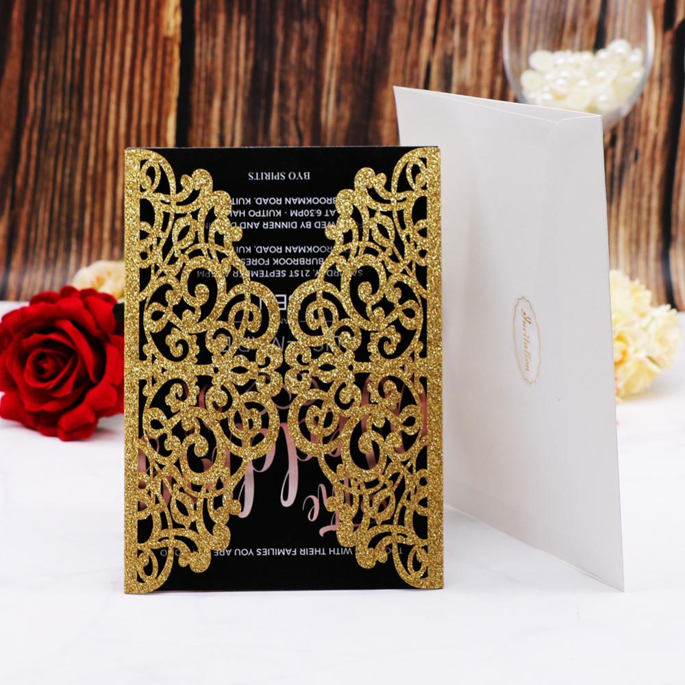20pcs/lo Glittery Sliver Wedding Invitation Card Luxury Color Birthday Business Party Invitation Card Ceremony Invitation Cards