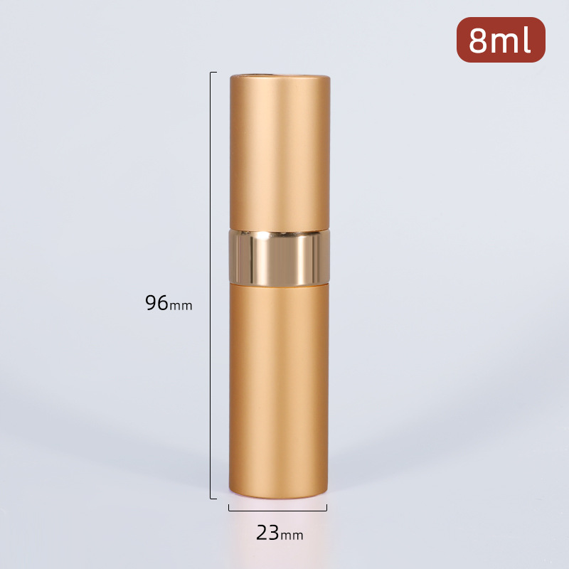 Botella de Perfume de aluminio anodizado de 8ml, dispensador portátil de maquillaje para viaje, Sub-embotellado, botella vacía, contenedores de cosméticos: gold-matt