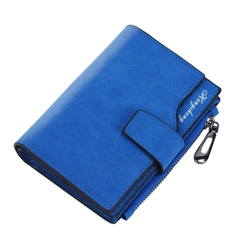Hengsheng dames portemonnee kort snoepkleurige knopen leren portemonnee kaart beetje meer rits handtas een generatie van vet: 1109 blauw