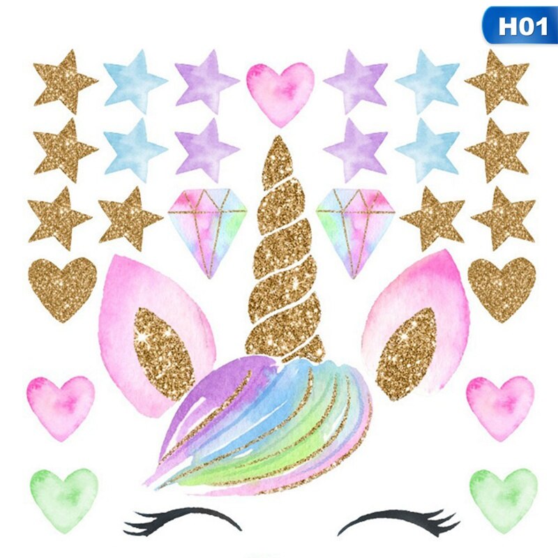 Kleurrijke Bloem Dier Eenhoorn Muursticker Art Decal Sticker Kinderkamer Nursery Wanddecoratie: 1