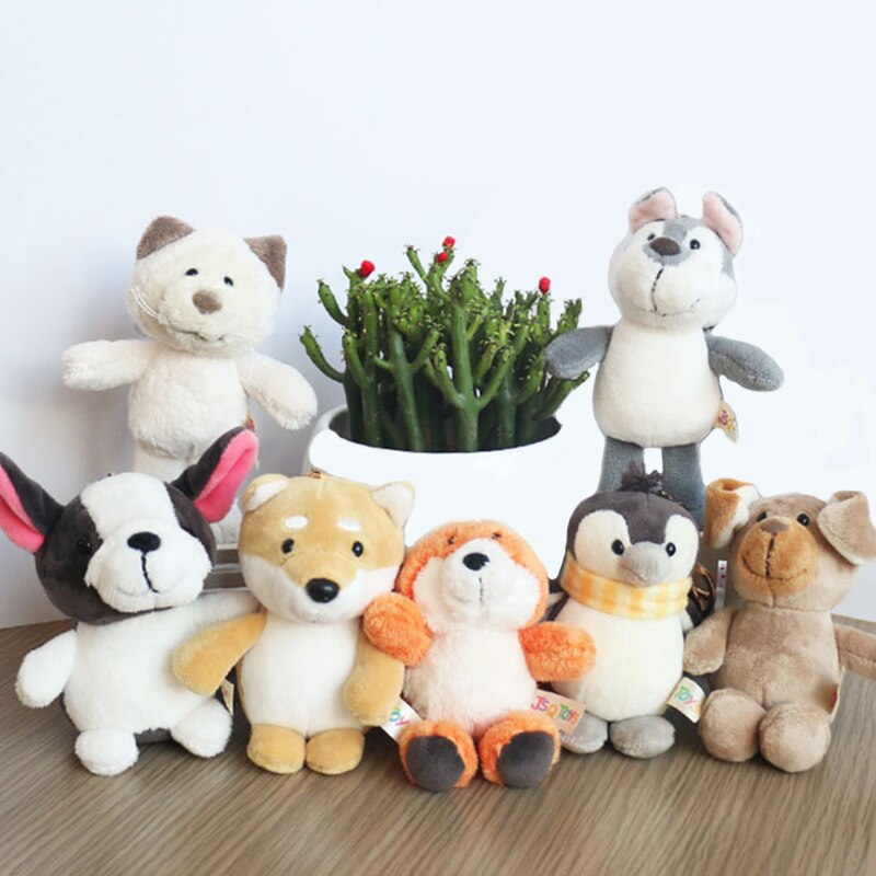 Cute Cartoon Animal Plush Keychain 15Cm Turtle Elephant Tiger Lion Hippo Raccoon Bulldog Bulldog Cat Penguin Monkey Plush Toy