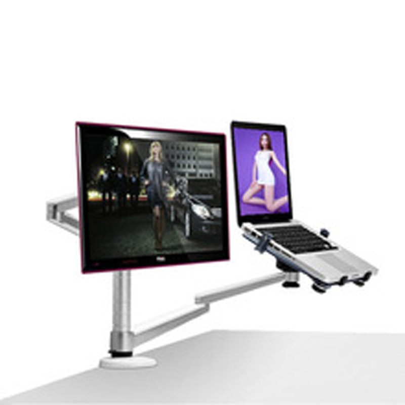 Aluminum OA-7X Multimedia monitor desktop mount LCD desk Holder+ Laptop table Holder Stand full motion rotate notebook 10-15&quot;