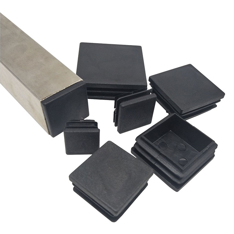 Tapa de plástico cuadrada para muebles de sala de estar, tapón de inserción de tubo, tapa de pies de mesa, marco de cama, color blanco/negro