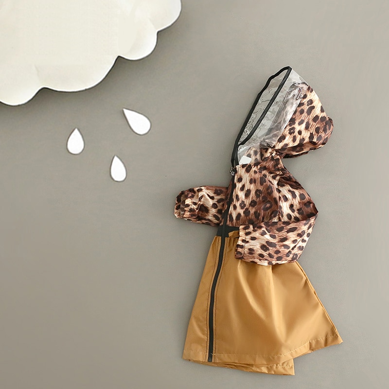 Leopard print uigennemtrængelig børn regnfrakke til børn regn poncho kvinder regntøj kappe gennemsigtig brim regnfrakker ,s2115