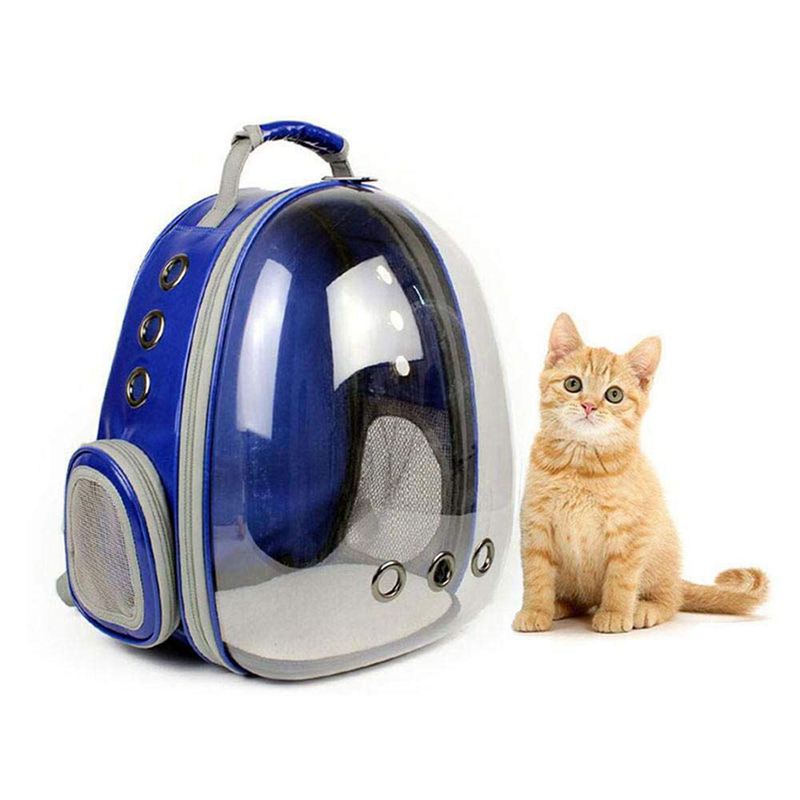 Bærbar kat hund hvalp rygsæk bærer boble rum kapsel 360 grader sightseeing kanin rygsæk håndtaske kæledyr produkt: Blå
