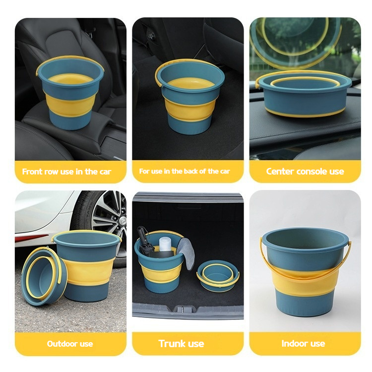 5/10L/17L Portable Folding Bucket for Washing Outdoor Foldable Basin Silicone Water Bucket Camping Space Saving Car Wash Buckets