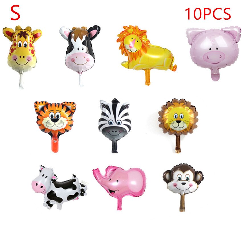 10 PCs Mini Animal Head Foil Balloon Inflatable Balloon Happy Birthday Party Adornment Children's Baby Bath Party Supplies: S