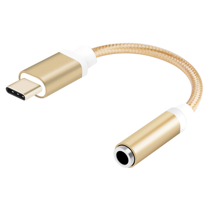 Type-C tot 3.5mm Oortelefoon kabel Adapter usb 3.1 Type C USB-C male naar 3.5 AUX audio vrouwelijke jack voor Samsung Huawei Xiao mi mi 8 A2: Gold