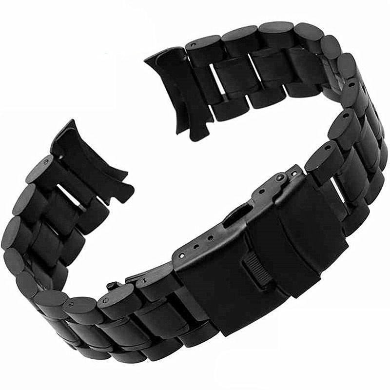 Cinturino in acciaio inossidabile 18mm 20mm 22mm 24mm cinturino cinturino estremità curva cinturino orologio doppio blocco fibbia cinturino da polso di ricambio