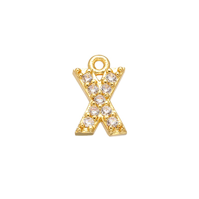 ZHUKOU 8x8.5mm ottone Cubic Zirconia cristallo 26 lettera pendenti con ciondoli per donna collana orecchini accessori gioielli modello: VD545: X