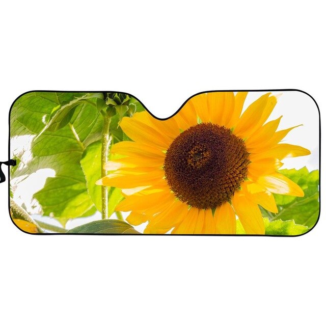 Éblouissement de soleil de bloc d'ajustement universel d'ombre de soleil automatique de tournesol jaune/UV/chaleur gardez votre couverture fraîche d'impression florale de fleur de soleil de bloqueur de voiture: HTF023HC