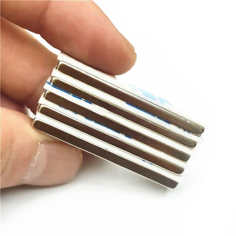 5 10 20 100 Stks/partij Magneet 40X10X2 Mm Sterke Vierkante Ndfeb Zeldzame Aarde Magneet 40*10*2 Neodymium Blok Magneten Met 3M Lijm 40Mm