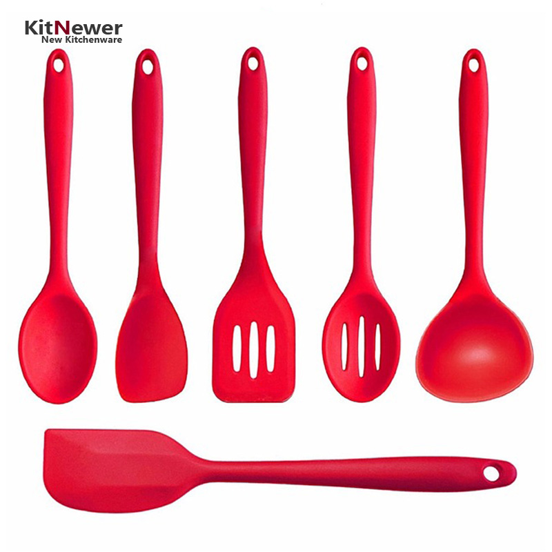 WALFOS FDA Approved Silicone Cooking Tools Silicone Kitchen Utensils Set (7 Piece) in Hygienic Solid Coating
