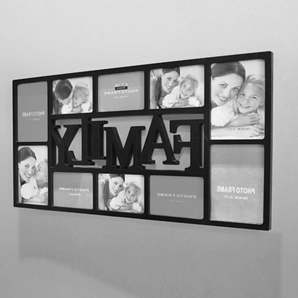 Plastik fotoramme 10 slots rammer til billeder porta retrato billedramme med store bogstaver til vægdekoration 74 x 38cm