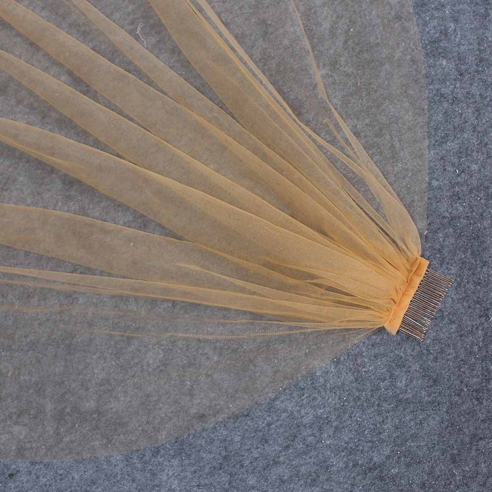 Gouden Bruiloft Sluier Korte Sluier met Gedeeltelijke Kant Bling Pailletten Goud Kleur Lace Bridal Veil met Kam Bruiloft Accessoires