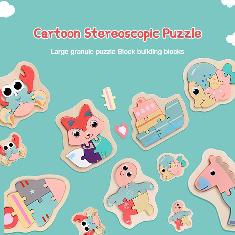 Kids Wooden Puzzles Macaron Colorful Animal Jigsaw Puzzle Toys For Toddler Puzzle Early Educational Toys For Child