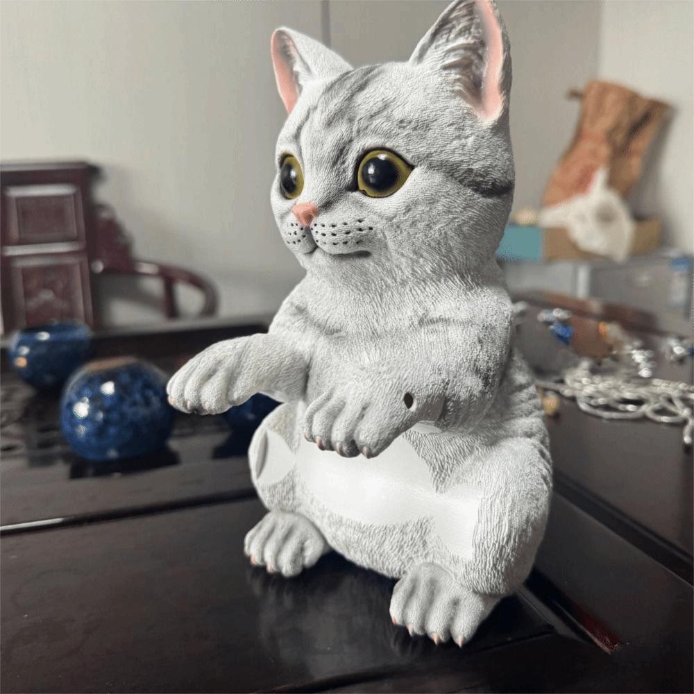 Soporte de papel higiénico 3D con forma de gato, instalación sencilla, portarrollos realista montado en la pared, multifuncional, ahorro de espacio