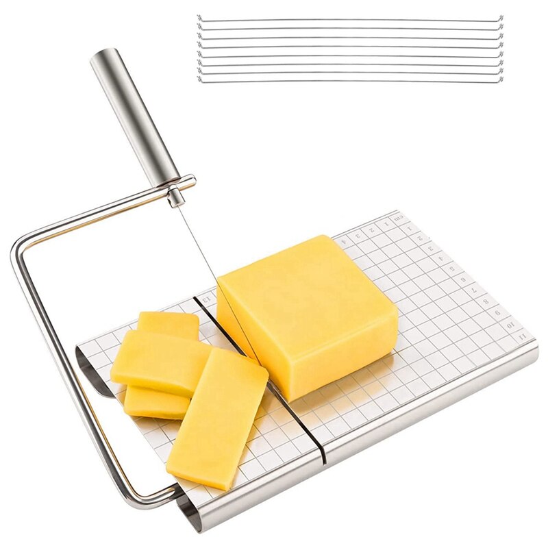Stainless Steel Cheese Slicer With 8 Wire Cheese Cutters For Block Cheese Slicers Cutting Board Cheese Butter