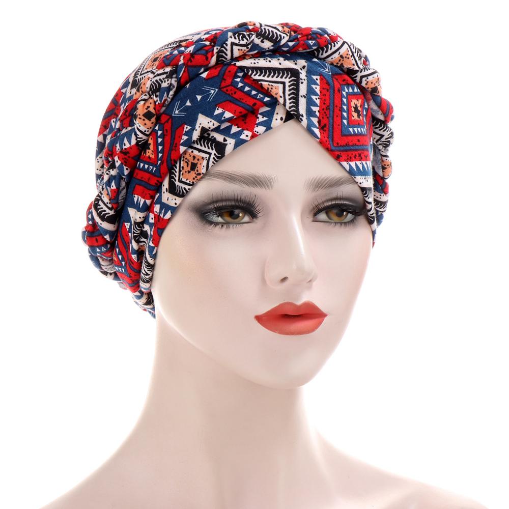 nueva impresión musulmán Hijab Turbante para las mujeres gorro estilo bohemio árabe de la hiyab interior Bonnet Femme Musulman Turbante Mujer: 2