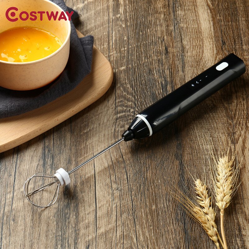 COSTWAY Electric Eggbeater Whipping Milk Machine 3-speed Adjustable Speed Household Hand Held Stirrer Charging With Battery