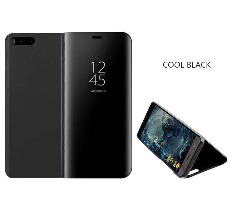 Voor oppo realme 6 pro hoesje luxe spiegel flip standaard smart view coque voor oppo reno 3 5g hoesje schokbestendige standaard beschermhoes: Voor oppo reno 3 5g / Zwart