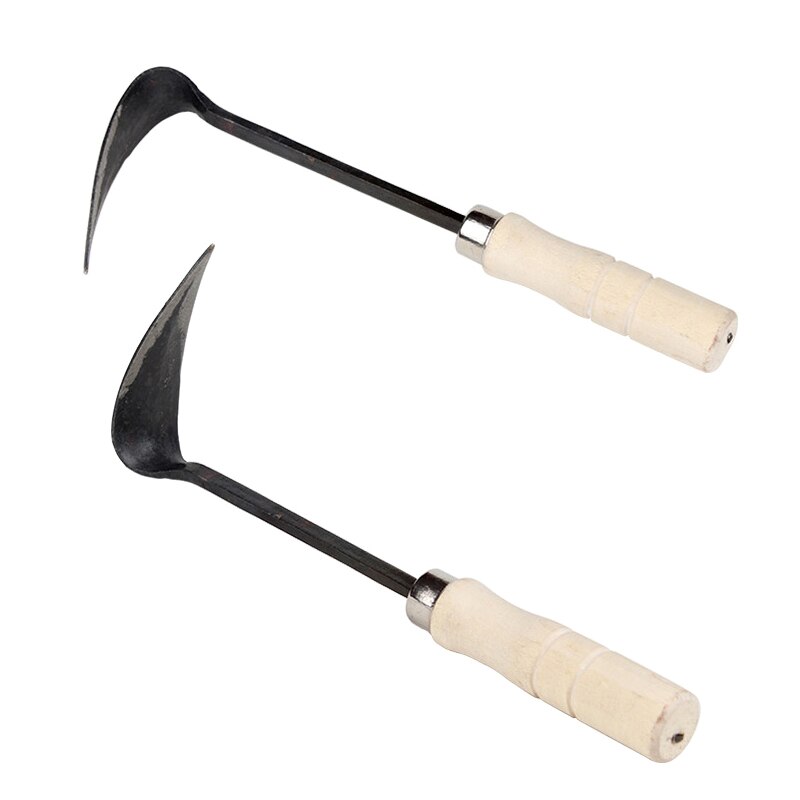 Hand Plow Wooden Short Handle Hoe Korean Style Traditional Garden Digger Tool for Better Home Garden JAN88