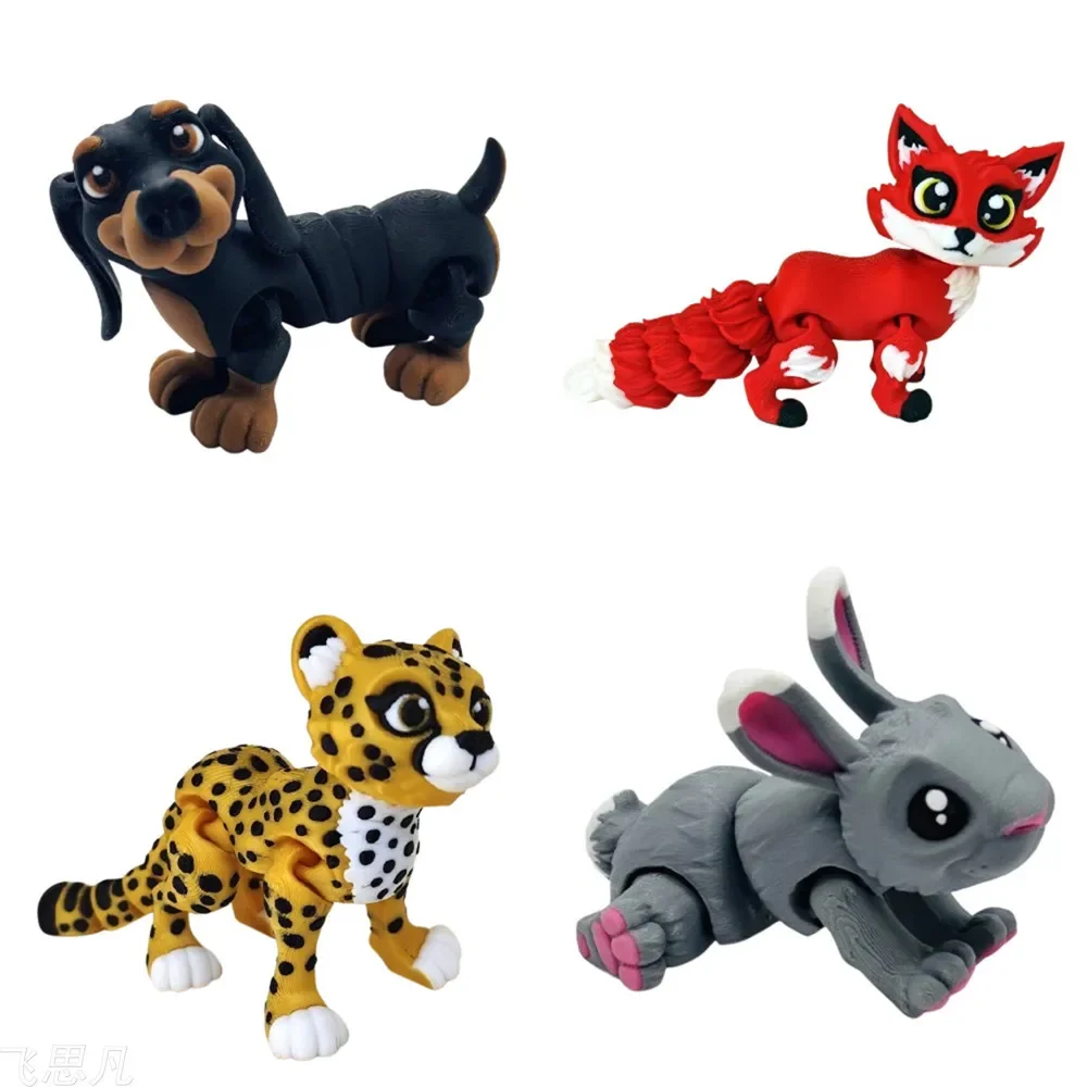 Oppgrader 3d -trykk dyrehund revefigur flerleddet bevegelig for kawaii-romdekor barnehjemstilbehør