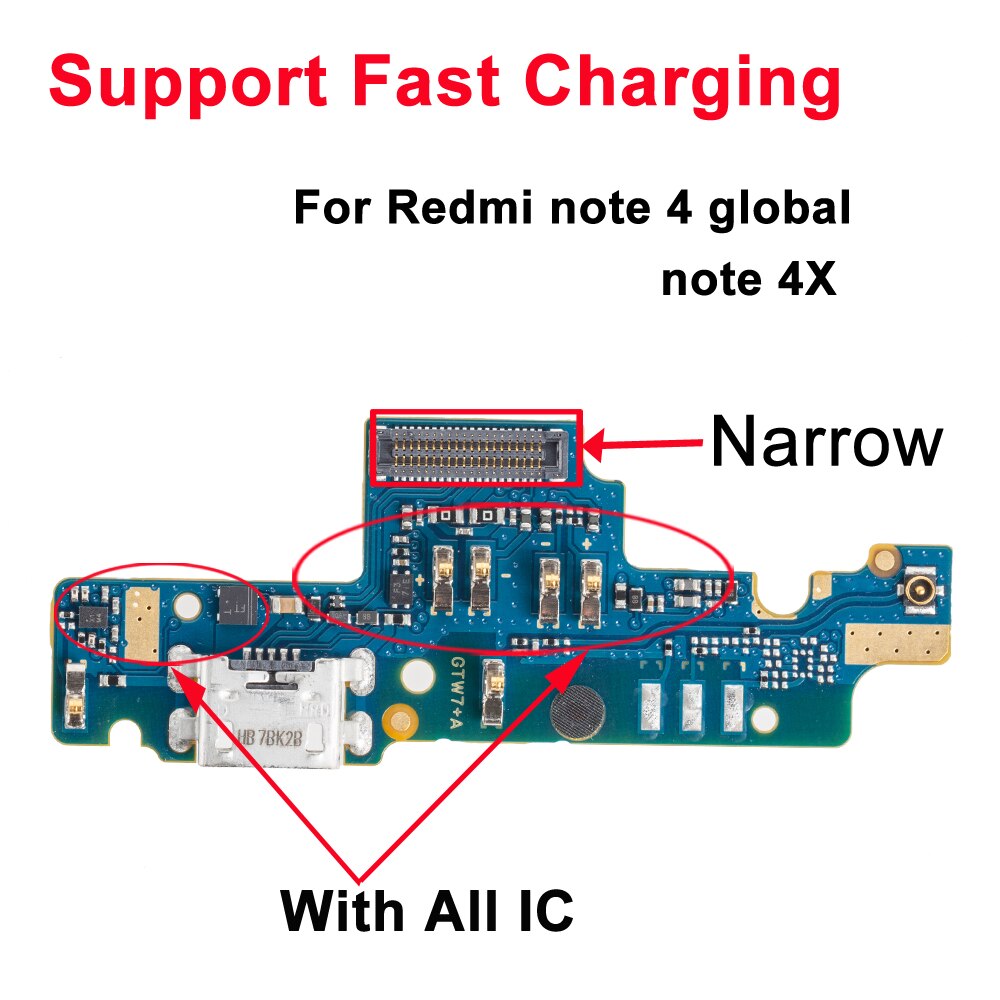 USB Charging Port Flex Support Fast Charging For Xiaomi Redmi 4 4A 4x 4pro 5 5A 5PLUS note 4 4x 5 Dock Charger Connector Flex: For note4X narrow