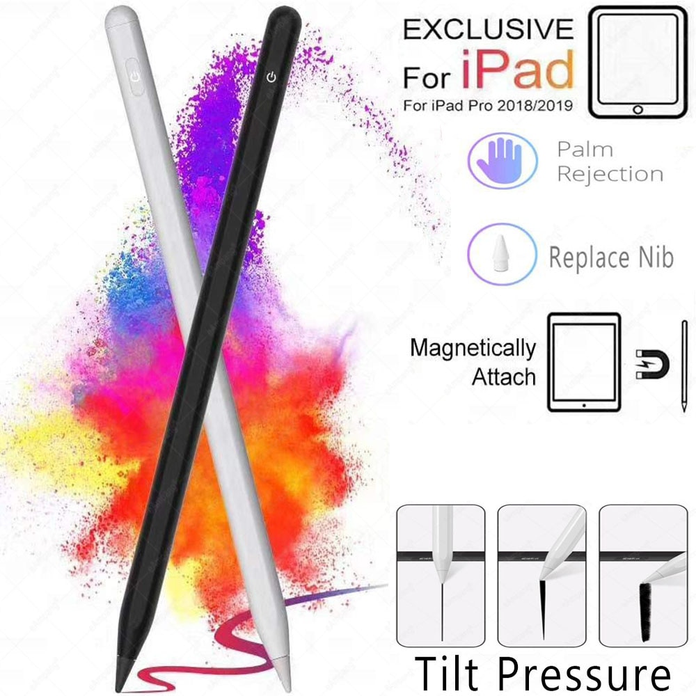 Magnetic Tilt Pressure Pencil For Apple iPad Air 4 Pro 11 12.9 10.2 7th 8th Generation Palm Rejection Stylus Pen