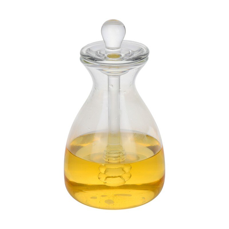 Frascos de vidrio para miel con caja 2 en 1, jarra de miel hecha a mano con cucharón, olla de miel de 11 onzas/14 onzas con barra de agitación, utensilios de cocina, novedad de 1/4 Uds