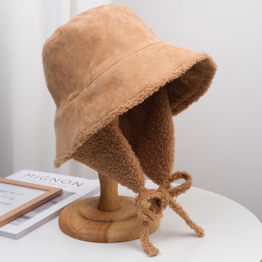 Lam Bont Emmer Hoed Winter Pluche Warme Oor Bescherming Visser Cap Soft Panama Muts Met Oorbeschermers Outdoor Zonnebrandcrème Zon Cap: khaki