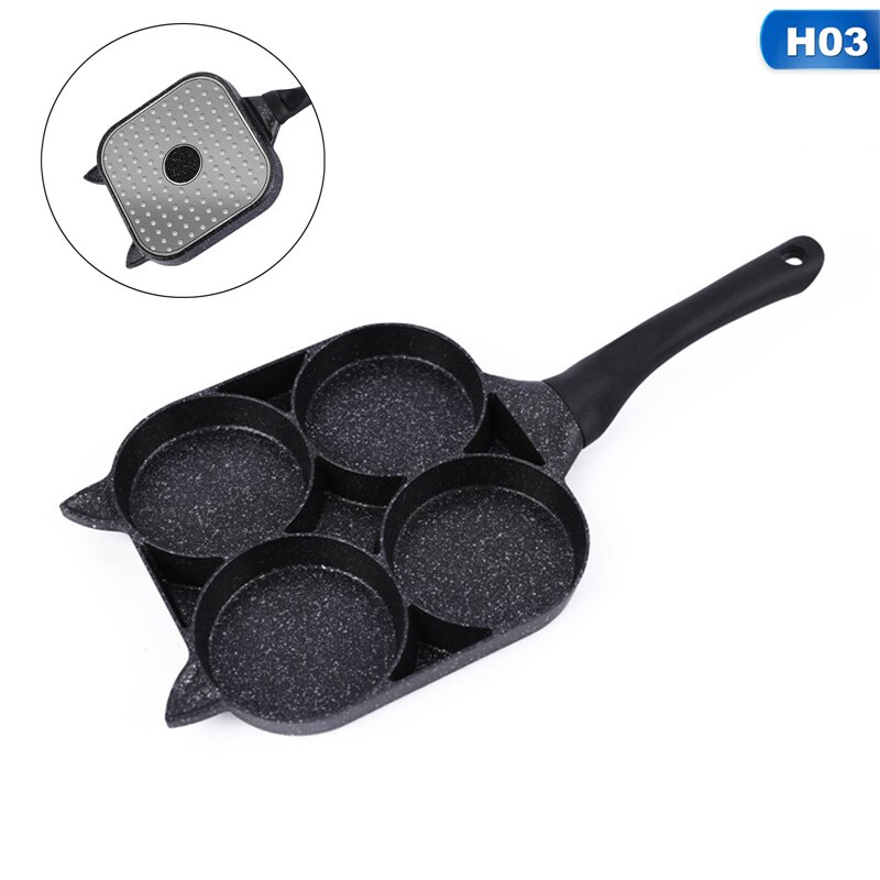 Oreilles de chat mignon cuisine oeuf Burger Pot pierre de riz quatre trous Omelette poêle à fond plat antiadhésif poêle petit déjeuner: 3