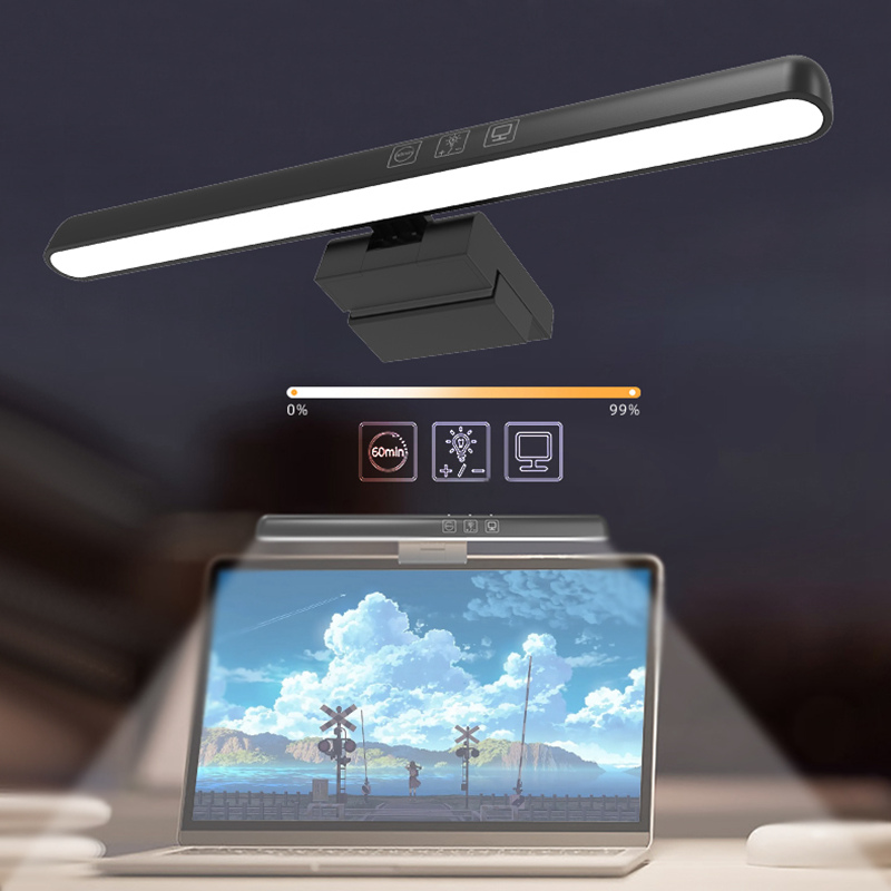 Barra de luz para monitor de computador, controle remoto sem fio, interruptor dimmer de lâmpada de tela múltipla, alimentado por USB, luz suspensa LED de leitura eletrônica