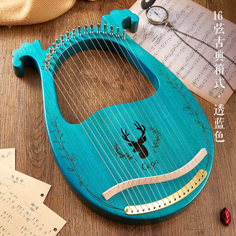 16 Strings Wooden Mahogany Lyre Harp Musical Instrument Piano Harp for Beginner with Tuning Tool Spare String Easy To Learn: 05