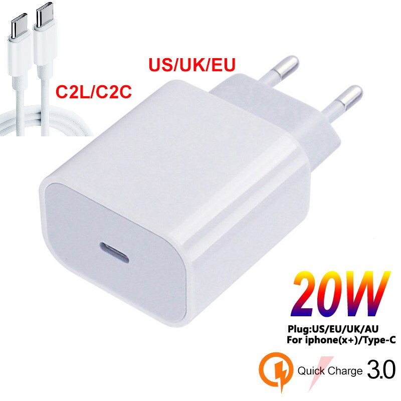 20W Pd USB C caricabatterie adattatore ricarica rapida per iPhone 12 11 X Xs Xr 7 AirPods iPad Huawei Xiaomi Samsung