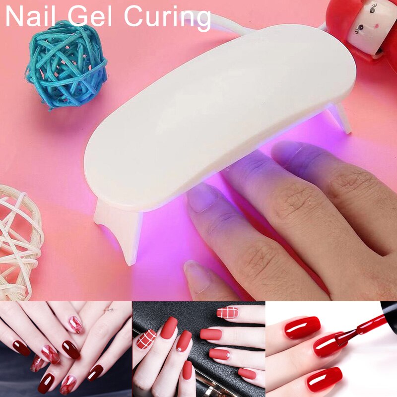 Mini Draagbare 6W Led Nagel Droger Cure Lamp Machine Voor Uv Gel Nagellak Uv Lamp Droger Curing Lamp nail Accessoires