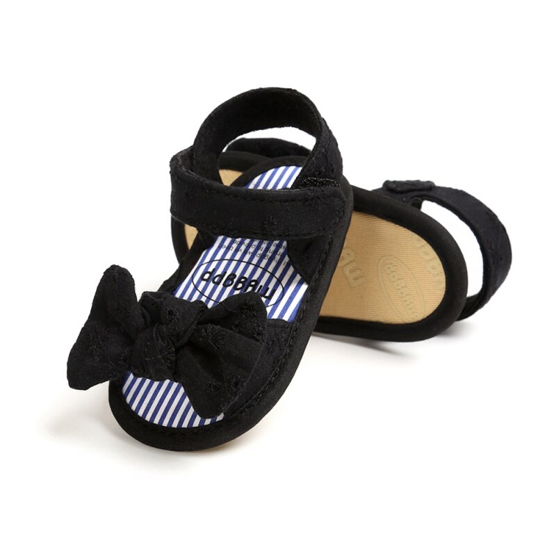 Été bébé filles chaussures respirant anti-dérapant Bow sandales 0-18M infantile à semelles souples premiers marcheurs chaussures