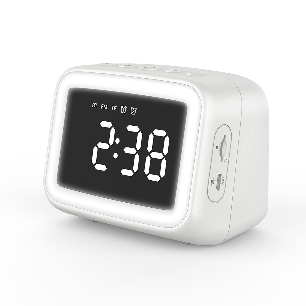 Multifunction Alarm Clock Mirror LED Alarm Clock Multifunction Wireless Music Player Electronic Digital Alarm Clock: white