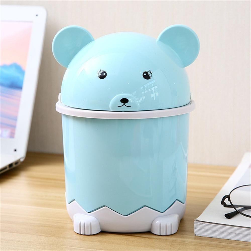 Cute Desktop Flip Trash Can Cover Mini Portable Garbage Storage Bin Box Home Office table Desk waste container Bucket #112
