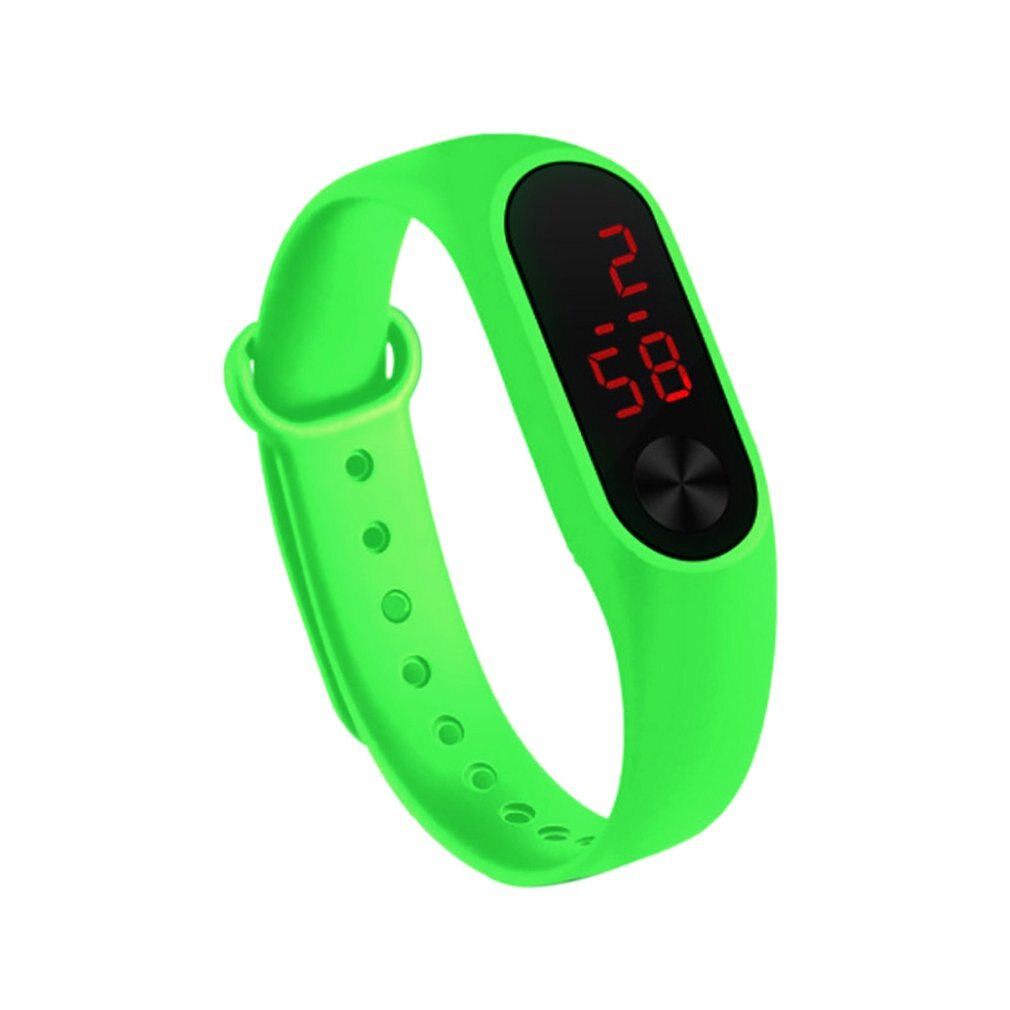 Heren dames eenvoudige sport armband horloges witte led elektronische digitale snoepkleur siliconen polshorloge voor kinderen: Groente