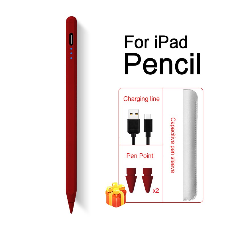 Lápiz con rechazo de Palma inclinable para iPad, Stylus Pen Pro 11, 12,9, 10,2, , Mini 6 Air 4, 7. ª, 8. ª generación, 플슬: Red