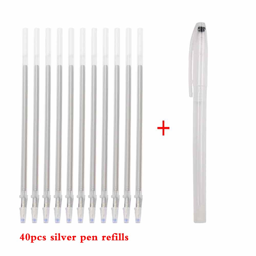 40pcs Embroidery Water Erasable Pen Refills Fabric Marker Cross Stitch Water Soluble Pens for DIY Patchwork Sewing Tools: 40pcs silver